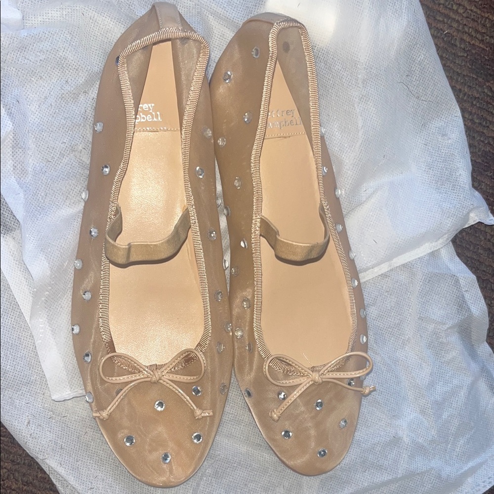 Jeffrey Campbell Beige Embellished Flats